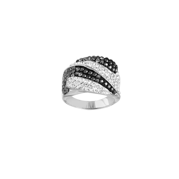 Silver Black/White Swirl Ring