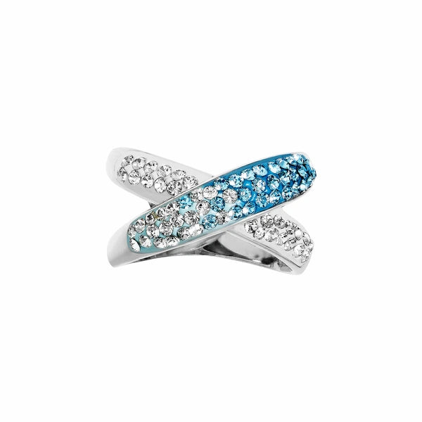 Silver Blue/White 'X' Ring