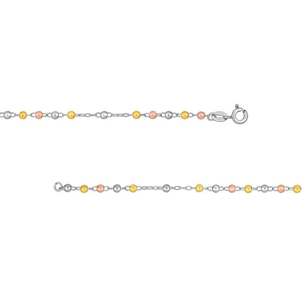 Sterling Silver and Rose Gold 3mm Rosary Necklace