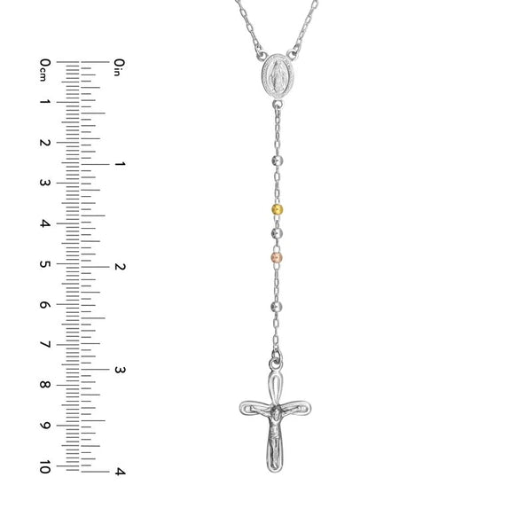 Sterling Silver and Rose Gold 3mm Rosary Necklace