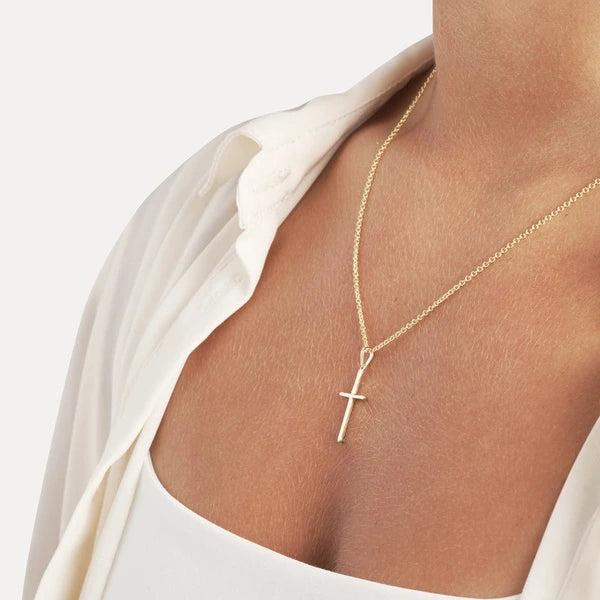 Polished Cross Pendant with Rounded Edges