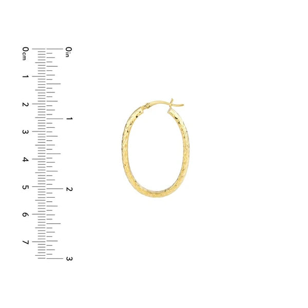 4mm x 32mm Diamond-Cut Oval Hoop Earrings
