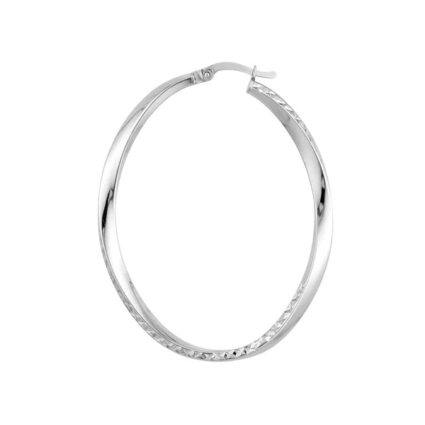 Oval D/C Twist Hoop Earrings