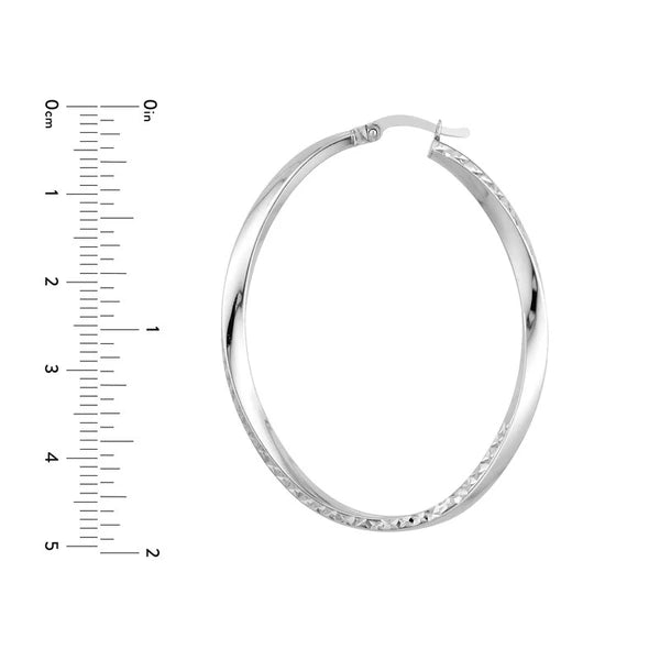 Oval D/C Twist Hoop Earrings