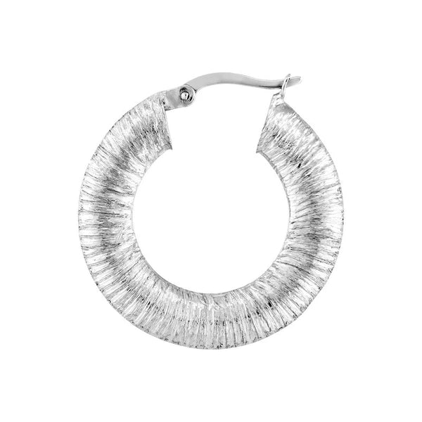 Sterling Silver Ribbed Hoop Earrings