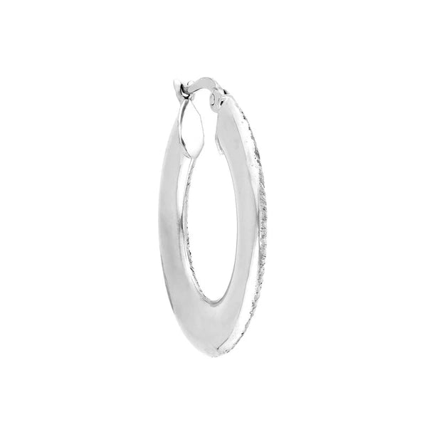Sterling Silver Ribbed Hoop Earrings