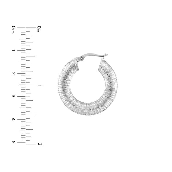 Sterling Silver Ribbed Hoop Earrings