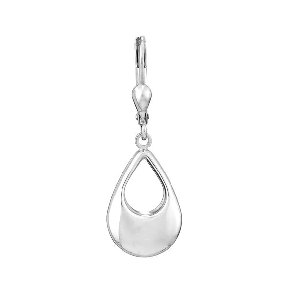 Plated Sterling Silver Open Teardrop Dangle Earrings