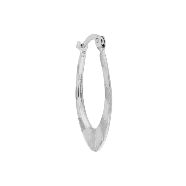 Sterling Silver Graduated Stripe Oval Hoop Earrings