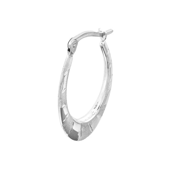 Sterling Silver Graduated Stripe Oval Hoop Earrings