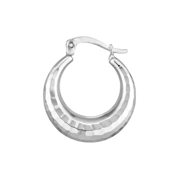 Sterling Silver Graduated Rhodium Hoop Earrings