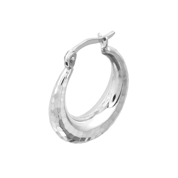 Sterling Silver Graduated Rhodium Hoop Earrings