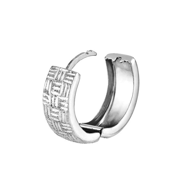 Sterling Silver Basketweave Pattern Hoop Earrings