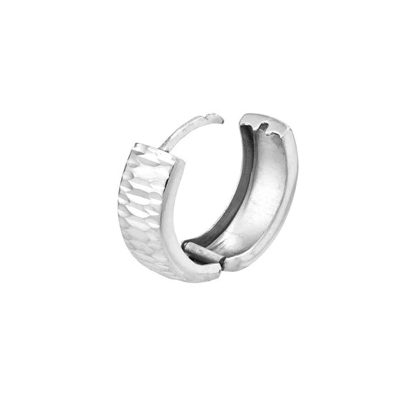 Sterling Silver Edged Diamond Cut Hoops