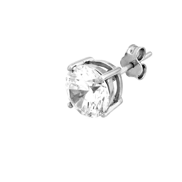 Sterling Silver 8mm Round CZ Stud Earrings on Post Back