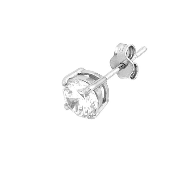 Sterling Silver 6mm Round CZ Stud Earrings on Post Back