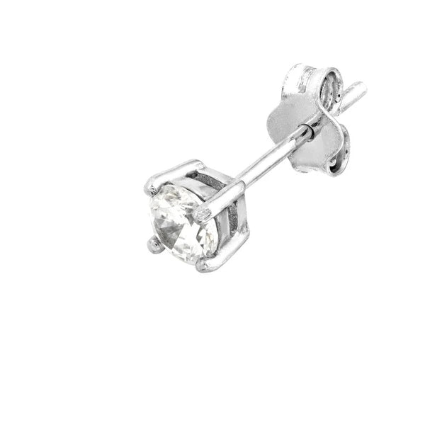 Sterling Silver 4mm Round CZ Stud Earrings on Post Back