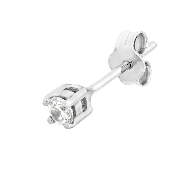 Sterling Silver 3mm Round CZ Stud Earrings on Post Back