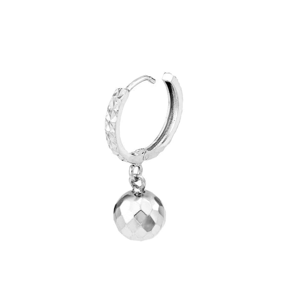 Sterling Silver D/C Hoop Earrings with Ball Drop