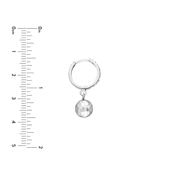 Sterling Silver D/C Hoop Earrings with Ball Drop
