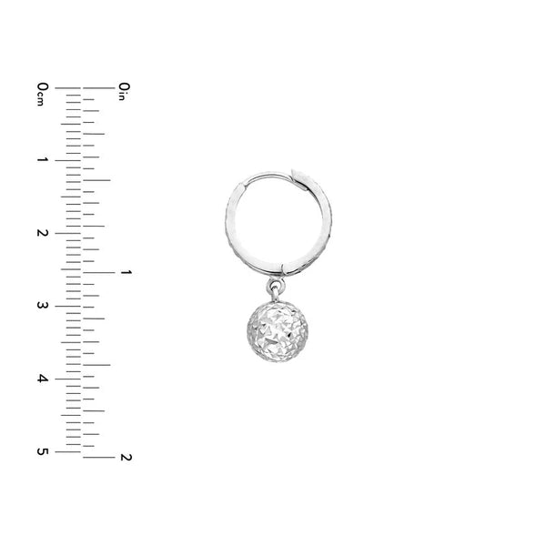 Sterling Silver D/C Hoop Small Earrings with Ball Drop
