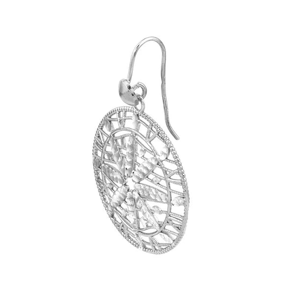 Plated Sterling Silver Floral Filigree Drop Earrings