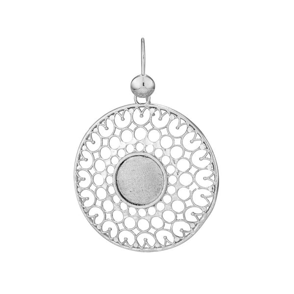 Sterling Silver Circle Pattern Drop Earrings