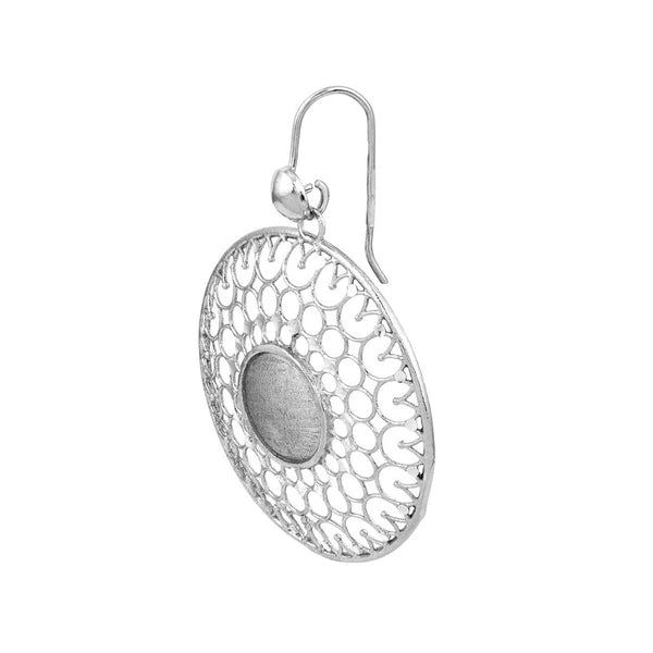 Sterling Silver Circle Pattern Drop Earrings