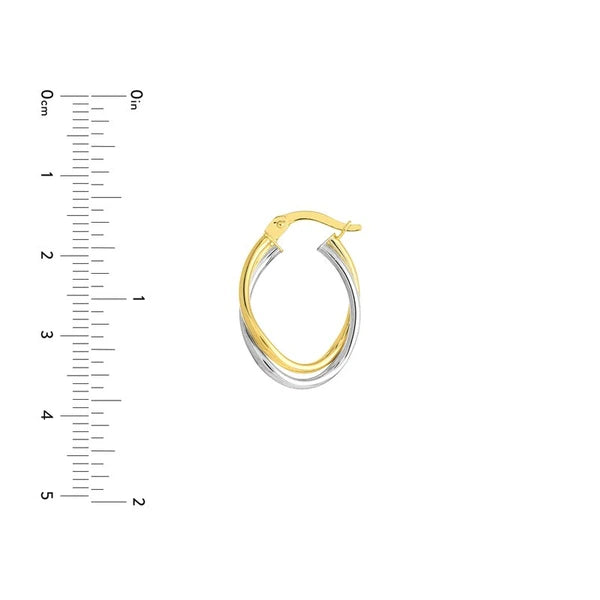 Two-tone Intertwined Oval Hoop Earrings