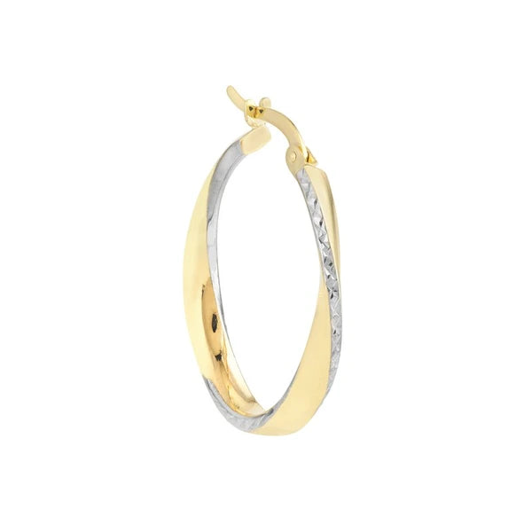 Round and Twisted Diamond Cut Hoops