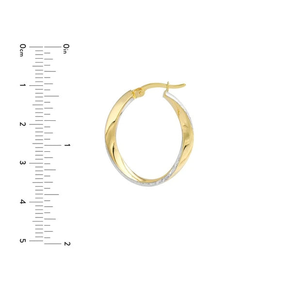 Round and Twisted Diamond Cut Hoops