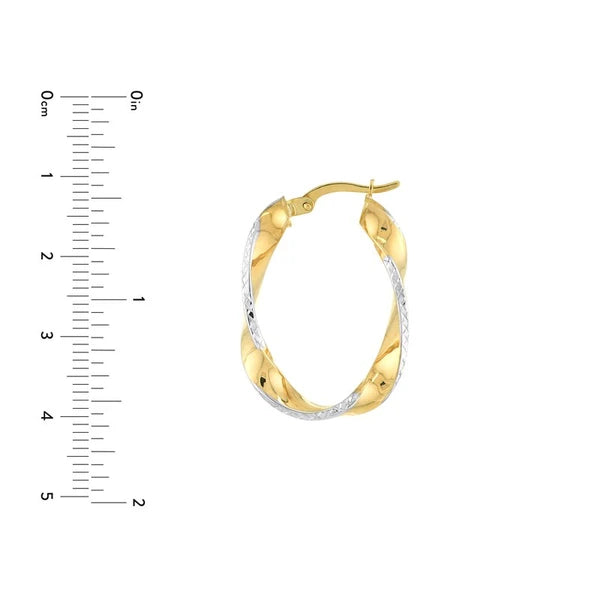 Wide Twisted Diamond Cut Hoop Earrings