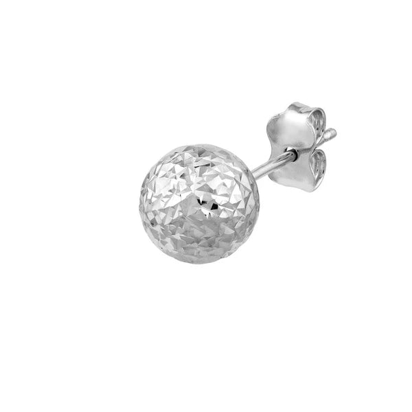 Sterling Silver 8mm Diamond-Cut Ball Stud Earrings