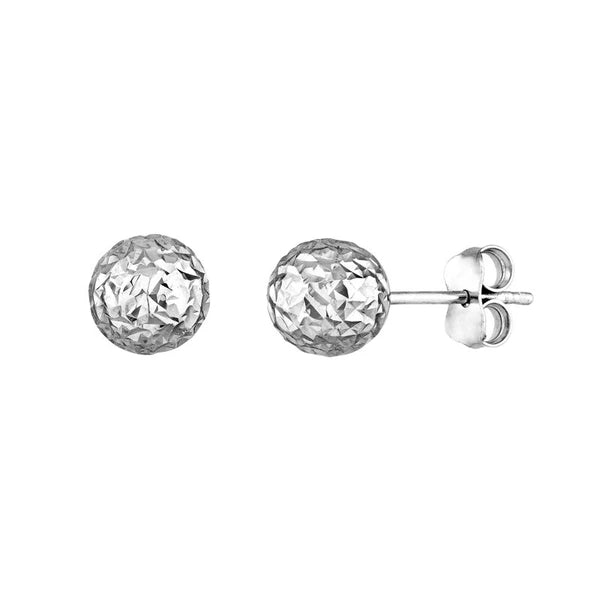 Sterling Silver 7mm Diamond-Cut Ball Stud Earrings