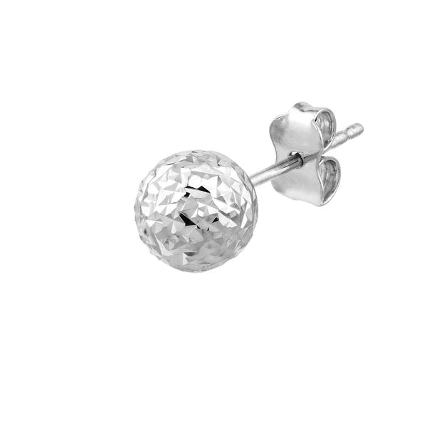 Sterling Silver 7mm Diamond-Cut Ball Stud Earrings