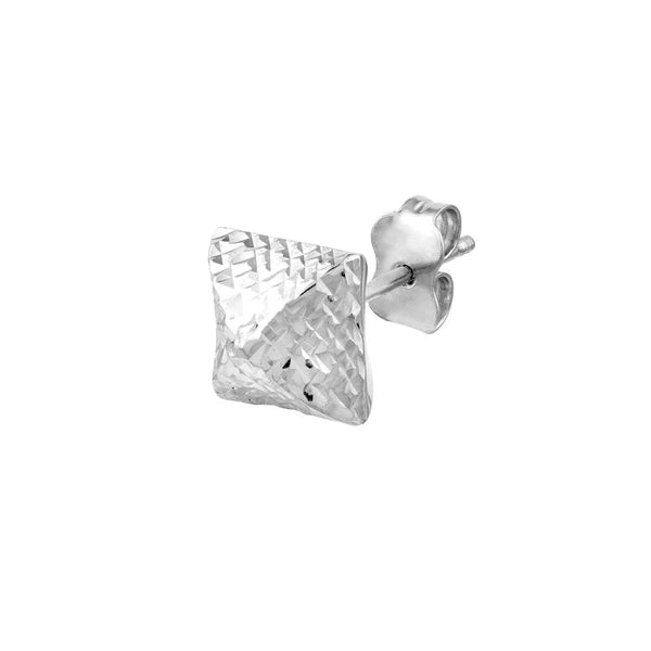 Sterling Silver Diamond-Cut Pyramid Stud Earrings