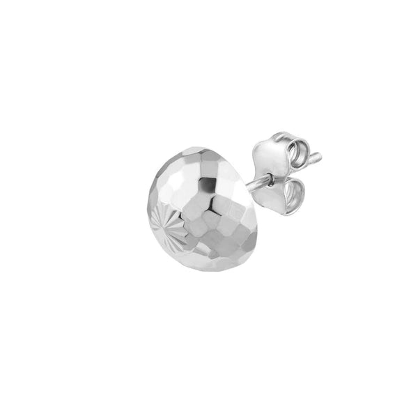 Sterling Silver 10mm Diamond-Cut Dome Stud Earrings