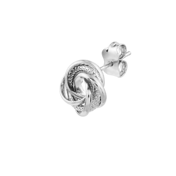Sterling Silver Polished/Textured Love Knot Stud Earrings