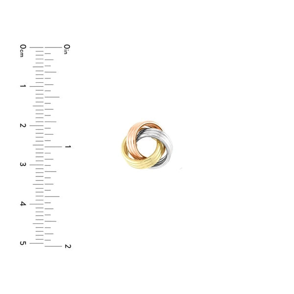 Tri-Color Love Knot Stud Earrings on Post Back