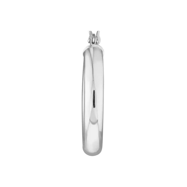 Sterling Silver 4mm x 25mm Polished Hoop Earrings