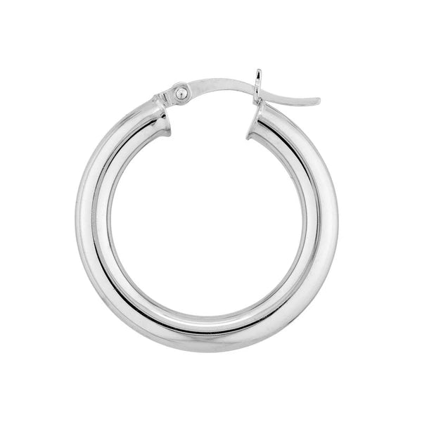 Sterling Silver 4mm x 25mm Polished Hoop Earrings