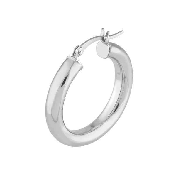 Sterling Silver 4mm x 25mm Polished Hoop Earrings