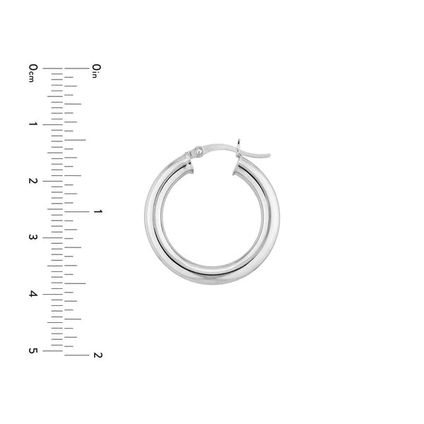 Sterling Silver 4mm x 25mm Polished Hoop Earrings