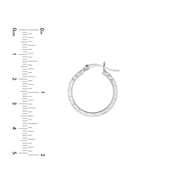 Sterling Silver 3mm x 20mm Diamond-Cut Hoop Earrings