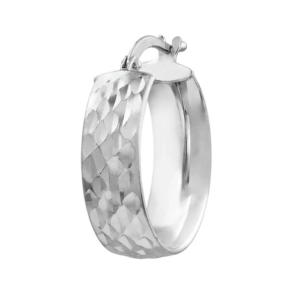 Plated Sterling Silver Diamond-Cut Hoop Earrings