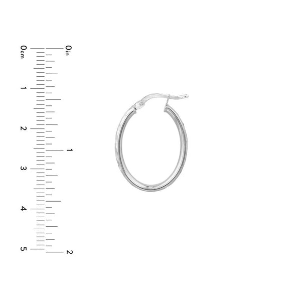 Plated Sterling Silver Diamond-Cut Patterned Oval Hoops
