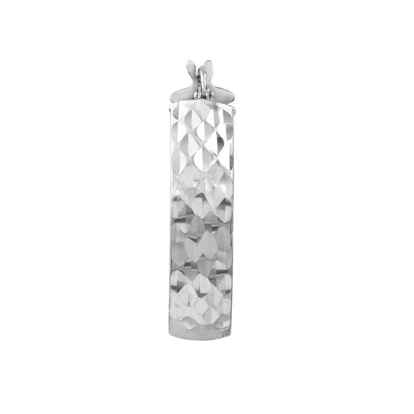 Plated Sterling Silver Diamond-Cut Patterned Hoop Earrings