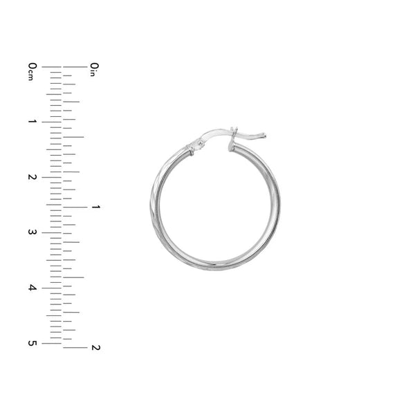 Plated Sterling Silver Diamond-Cut Patterned Hoop Earrings