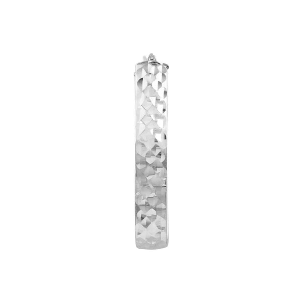 6mm Plated Sterling Silver Diamond-Cut Oval Hoops