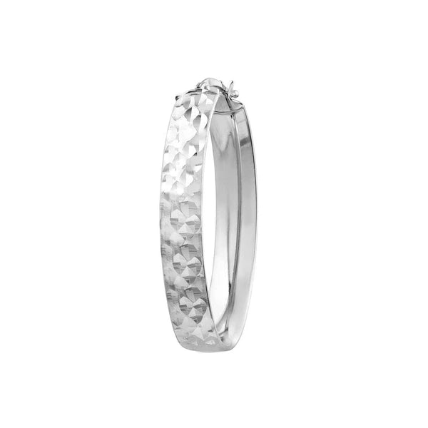 6mm Plated Sterling Silver Diamond-Cut Oval Hoops